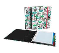 Grafoplas - Carpeta A4 Anillas Troqueladas, Recambio Hojas Cuadricula 5x5, Separadores, Sobre Transparente, Lomo Curvo, Carpebook, Colección Free Life, Zebra