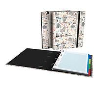 Grafoplas - Carpeta A4 con Anillas Troqueladas, A4, Recambio Hojas Cuadricula 5x5, Separadores, Sobre Transparente, Lomo Curvo, Carpebook, Colección Epluche, Roma