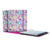 Grafoplás | Carpeta A4 con Anillas Troqueladas con Recambio y Separadores | Hojas 90g Cuadriculadas 5x5 Borde Color | Sobre Transparente | Carpebook Smile Bits&Bobs Pop Up Design