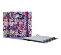 Grafoplas - Carpeta A4 con Anillas Troqueladas con Recambio y Separadores, Hojas 90g Cuadriculadas 5x5 Borde Color, Sobre Transparente, Carpebook Manga Bits & Bobs Pop Up Design