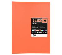 Grafoplás - Carpeta Clasificadora con 50 Fundas Transparentes, Color Coral Opaco, Folio, Poliplás Like