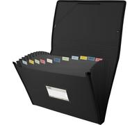 Grafoplas - Carpeta Clasificadora Fuelle, Like, Tamaño Folio, Color Negro, 13 Posiciones, Poli Semirrígido Opaco, Incluye Etiqueta para Visores, Perfecto Archivador Documentos Escolares y Oficina