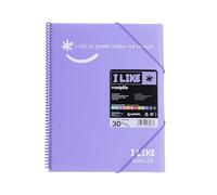 Grafoplas - Carpeta con Espiral 30 Fundas, A4, Lavanda, Polipropileno, Like Smile