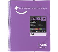 Grafoplás 39226069. Carpeta con Espiral de 60 Fundas, A4, Polipropileno, Lavanda, I Like Smile