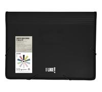 Grafoplás - Carpeta con Fuelle Maxi y Gomas, Tamaño A4+, 26x34,5x8cm, Negro, Capacidad Extra para Documentos Folio, Colección Papelería Like, Perfecto Material Escolar y de Oficina