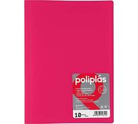Grafoplás Carpeta con Fundas | 10 Fundas Transparentes | Tapas Plástico Semi-Rígido Translúcido | Perfecta para Documentos Tamaño Folio | Disponible en Color Fucsia | Modelo Poliplás Translúcido
