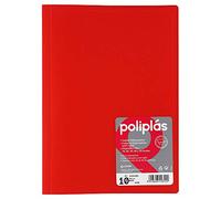 Grafoplás Carpeta con Fundas | 10 Fundas Transparentes | Tapas Plástico Semi-Rígido Translúcido | Perfecta para Documentos Tamaño Folio | Disponible en Color Rojo | Modelo Poliplás Translúcido