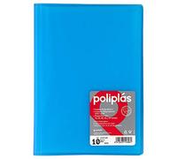 Grafoplás Carpeta con Fundas | 10 Fundas Transparentes | Tapas Plástico Semi-Rígido Translúcido | Perfecta para Documentos Tamaño Folio | Disponible en Color Azul | Modelo Poliplás Translúcido