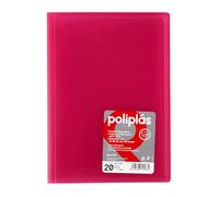 Grafoplás Carpeta con Fundas | 20 Fundas Transparentes | Tapas Plástico Semi-Rígido Translúcidas | Perfecta para Documentos Tamaño Folio | Disponible en Color Fucsia | Modelo Poliplás Translúcido