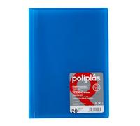 Grafoplás Carpeta con Fundas | 20 Fundas Transparentes | Tapas Plástico Semi-Rígido Translúcidas | Perfecta para Documentos Tamaño Folio | Disponible en Color Azul | Modelo Poliplás Translúcido