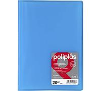 Grafoplás Carpeta con Fundas | 20 Fundas Transparentes | Tapas Semi-Rígidas de Polipropileno | Perfecta para Documentos Din A4 | Disponible en Color Azul | Modelo Poliplás Translúcido