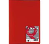 Grafoplás Carpeta con Fundas | 30 Fundas Transparentes | Tapas Plástico Semi-Rígido Translúcidas | Perfecta para Documentos Tamaño Folio | Disponible en Color Rojo | Modelo Poliplás Translúcido