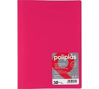Grafoplás Carpeta con Fundas | 30 Fundas Transparentes | Tapas Plástico Semi-Rígido Translúcidas | Perfecta para Documentos Tamaño Folio | Disponible en Color Fucsia | Modelo Poliplás Translúcido