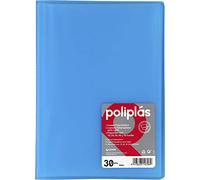 Grafoplás Carpeta con Fundas | 30 Fundas Transparentes | Tapas Semi-Rígidas de Polipropileno Translúcido | Perfecta para Documentos Din A4 | Disponible en Color Azul | Modelo Poliplás Translúcido