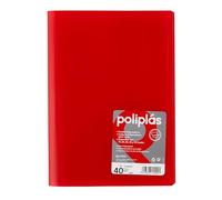Grafoplás Carpeta con Fundas | 40 Fundas Transparentes | Tapas Plástico Semi-Rígido Translúcido | Perfecta para Documentos Tamaño Folio | Disponible en Color Rojo | Modelo Poliplás Translúcido