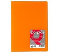 Grafoplás Carpeta con Fundas | 40 Fundas Transparentes | Tapas Plástico Semi-Rígido Translúcido | Perfecta para Documentos Tamaño Folio | Disponible en Color Naranja | Modelo Poliplás Translúcido