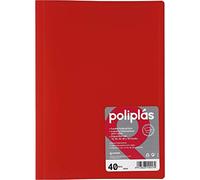 Grafoplás Carpeta con Fundas | 40 Fundas Transparentes | Tapas Semi-Rígidas de Polipropileno Translúcido | Perfecta para Documentos Din A4 | Disponible en Color Rojo | Modelo Poliplás Translúcido