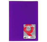 Grafoplás Carpeta con Fundas | 50 Fundas Transparentes | Tapas Plástico Semi-Rígido Translúcidas | Perfecta para Documentos Tamaño Folio | Disponible en Color Violeta | Modelo Poliplás Translúcido