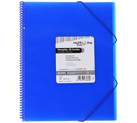 Grafoplas - Carpeta con Fundas Maxiplás, Contiene 30 Forros Transparentes A4, Tapas Flexible Polipropileno Rayado Color Azul, Espiral PVC, Gomas de Cierre