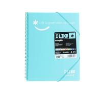 Grafoplás 39222036. Carpeta con Fundas Transparentes, A4, Turquesa, 20 Fundas, Polipropileno, I Like Smile