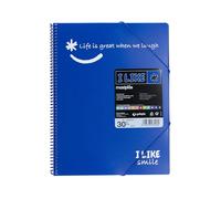 Grafoplas - Carpeta de 30 Fundas, A4, Espiral, Azul, Polipropileno, Like Smile