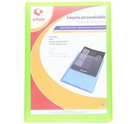 Grafoplas - Carpeta de 30 Fundas con Portada Personalizable, Tamaño Folio, Color Verde, Poliplás Translúcido