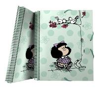Grafoplas - Carpeta de 30 Fundas Transparentes A4, Tapas Flexibles, Espiral PVC, Mafalda Kiss, Maxiplás, Polipropileno, Perfecto para Organizar tu Material Escolar y Archivar Documentos