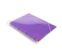 Grafoplas - Carpeta de Anillas, A4, con 6 Sobres de 11 Taladros Multicolor Cubiertas Transparente con Rayado, Cierre de Goma Elástica, 4 Argollas MIxtas de 25mm (Forma D), Muy Ligera