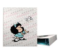 Grafoplas - Carpeta de Anillas A4, Mafalda Birdie, 4 Anillas Mixtas 40mm, Suave al Tacto, Certificado FSC, Tapa Rígida con Plastificado Soft, Perfecto Material Escolar para Archivo