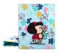 Grafoplás - Carpeta de Anillas A4, Mafalda Lively, 4 Anillas Mixtas 25mm, Suave al Tacto, Certificado FSC, Tapas Duras, Perfecto Material Escolar