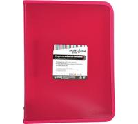 Grafoplás Carpeta de Anillas con Cremallera A4+, Rosa Fucsia, Multiline, 4 Anillas Mixtas 25mm, Cubierta Polipropileno Rayado Vertical, Capacidad Extra para Hojas de Papel Formato Folio