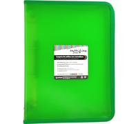 Grafoplás Carpeta de Anillas con Cremallera A4+, Verde, Multiline, 4 Anillas Mixtas 25mm, Cubierta Polipropileno Rayado Vertical, Capacidad Extra para Hojas de Papel Formato Folio