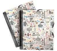 Grafoplas - Carpeta de Fundas A4 con Espiral, Colección Epluche, Roma, Tapas Polipropileno Rígido, Cierre Gomas Elásticas, 30 Fundas Transparentes, Incluye Sobre con Cierre Textil