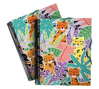 Grafoplas - Carpeta de Fundas A4 con Espiral, Colección Freelife, Leopard, Tapas Polipropileno Rígido, Cierre Gomas Elásticas, 30 Fundas Transparentes, Incluye Sobre con Cierre Textil