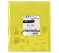 Grafoplas - Carpeta de Fundas A4 de Espiral, Color Amarillo, 40 Forros Transparentes, Espiral PVC, Tapas Polipropileno, Gomas de Cierre, Maxiplás Multiline