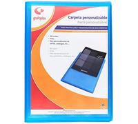 Grafoplas - Carpeta de Fundas con Portada Personalizable, Folio, Azul, 10 Fundas, Tapas Semi-Rígidas, Poliplás Translúcido