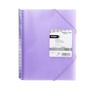 Grafoplas - Carpeta de Fundas Maxiplás Multiline, 50 Forros A4 Galga Extra | Polipropileno Piel Naranja, Cierre con Gomas, Espiral en PVC, Color Lavanda, 31,2x24x3,1 cm, Material Escolar