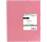 Grafoplas - Carpeta de Fundas Maxiplás Multiline a4, 30 Forros Polipropileno Extra, Tapas Flexibles, Cierre con Gomas, Espiral en PVC, Color Rosa Claro, 31,2x24x2,8cm, Material Escolar