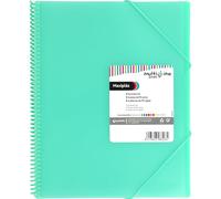 Grafoplas - Carpeta de Fundas Maxiplás Multiline a4, 40 Forros Polipropileno Extra, Tapas Flexibles, Cierre con Gomas, Espiral en PVC, Color Verde Mint, 31,2x24x3,1 cm, Material Escolar