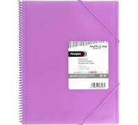 Grafoplas - Carpeta de Fundas Maxiplás Multiline a4, 40 Forros Polipropileno Extra, Tapas Flexibles, Cierre con Gomas, Espiral en PVC, Color Lavanda, 31,2x24x3,1 cm, Material Escolar