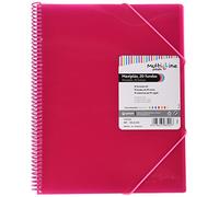 Grafoplas | Carpeta de Fundas y Tarifarios | A4 | 20 Fundas Transparentes | Color Rosa Fucsia | Espiral PVC | Tapas Polipropileno | Gomas de Cierre | Maxiplás Multiline