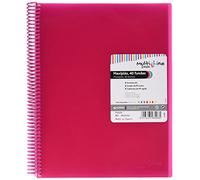 Grafoplas | Carpeta de Fundas y Tarifarios | A4 | 40 Fundas Transparentes | Color Rosa Fucsia | Espiral PVC | Tapas Polipropileno | Gomas de Cierre | Maxiplás Multiline