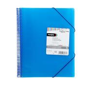 Grafoplas - Carpeta Espiral 50 Fundas Transparentes A4, Maxiplás Multiline | Tapas de Plástico Flexible Azul, Espiral PVC, Cierre Gomas, 31,2x24x3,1 cm, Ideal como Material Escolar y Oficina