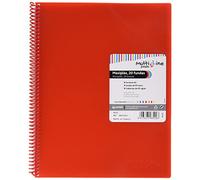 Grafoplas | Carpeta Espiral con 20 Fundas Transparentes A4 | Color Rojo | Espiral PVC | Tapas Polipropileno | Gomas de Cierre | Maxiplás Multiline