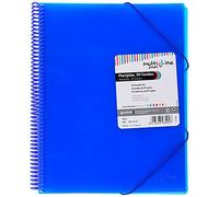 Grafoplás | Carpeta Espiral con 50 Fundas Transparentes A4 | Color Azul | Espiral PVC | Tapas Polipropileno | Gomas de Cierre | Maxiplás Multiline