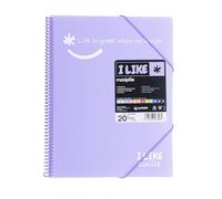 Grafoplás - Carpeta Fundas A4, Espiral, Lavanda, 20 Fundas, Polipropileno, I Like Smile