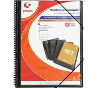 Grafoplas - Carpeta Fundas Personalizable, Maxiplás, 30 Fundas Transparentes, Negro, 30.8 x 24 x 14