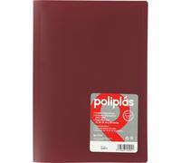 Grafoplas - Carpeta Fundas Plastico, 20 Forros Transparentes, Tamaño Folio Granate, Serie Poliplas Opaco, Fabricados en España, Tapas Flexibles, Gran Capacidad de Almacenaje