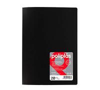 Grafoplas - Carpeta Fundas Plastico, 20 Forros Transparentes, Tamaño Folio Negro, 33 x 23,8 cm, Serie Poliplas Opaco, Fabricados en España, Tapas Flexibles, Gran Capacidad de Almacenaje