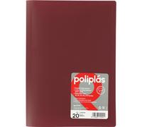 Grafoplas - Carpeta Fundas Plastico, 20 Fundas Transparentes, Tamaño Din A4 Granate, Serie Poliplas Opaco, Fabricados en España, Tapas Flexibles, Gran Capacidad de Almacenaje